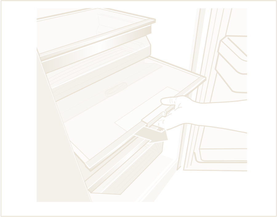 Verwijder het glas boven de lade met vochtigheidsregelaar