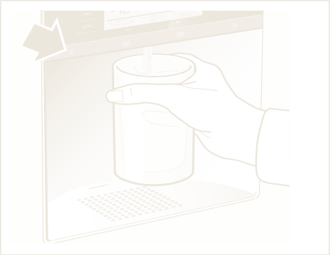 Dispense water into a glass to flush the water system.