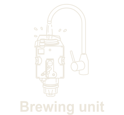 Brewing unit shown separately for cleaning